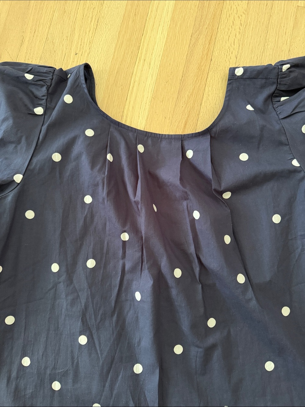 Anthropologie Maeve Navy Polka Dot Puff Sleeve Top - XL REVERSIBLE - Picture 9 of 11